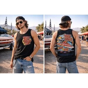 Anvil Tank Top Mens M Powerboat Racing Graphic War Party TAF 556 Muscle Tee